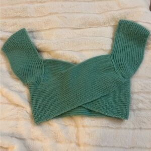 Green Knit Off-Shoulder Top
